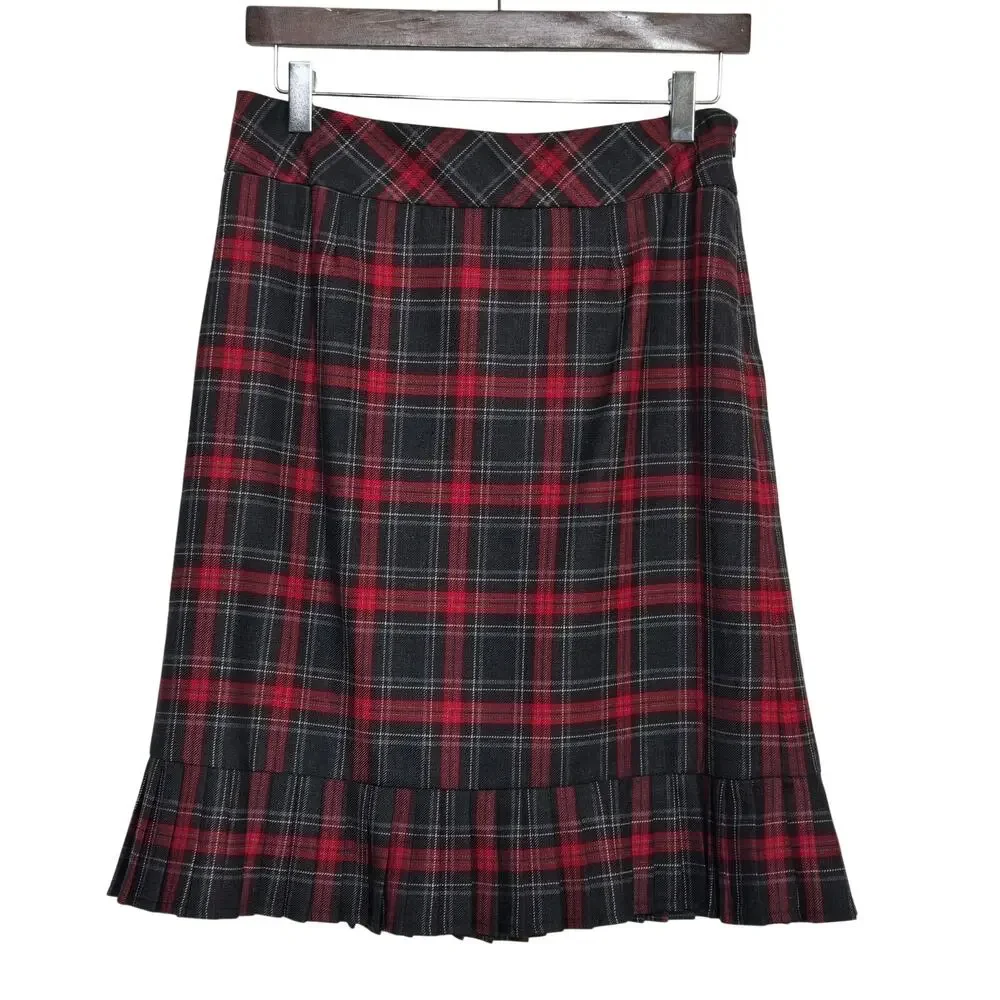 Pendleton Skirt Set Size Large Petite 8 Petite Wool Red Plaid Sweater Skirt